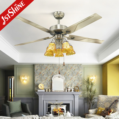 110V Metal Blade Ceiling Fan With Light 52 Inch And AC Motor
