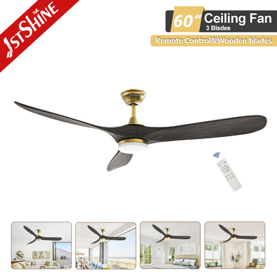 Luxury Ceiling Light With Fan Quiet Dc Motor 3 Wooden Blades