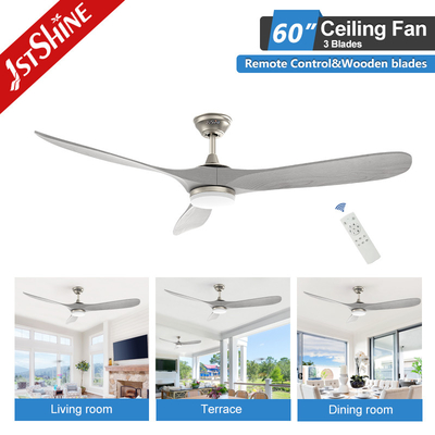 Large Airflow Modern LED Celling Fan With Quiet DC Motor 3 Wood Blades
