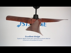 Houten kleur 54 inch led-plafondventilator 3 plastic bladen met afstandsbediening
