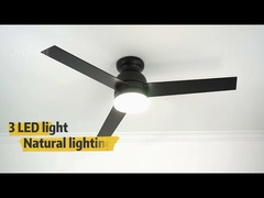 Decoratieve plafondventilator met 5 snelheden, MDF-bladen, zwart kunststof