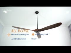 70 Duim 3 Stevige Houten Plafondventilator met Afstandsbediening Stille gelijkstroom Motor