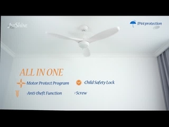 Waterdichte Plafondventilator met Lichte gelijkstroom-Motor 3 Plastic Bladen Witte Geleide Plafondventilator