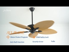 Tropische Stijlplafondventilator 56 duim gelijkstroom-motor 5 bladenplafondventilator met afstandsbediening