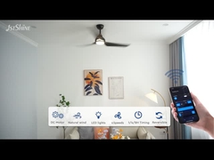 52 inch zwarte afstandsbediening Led plafond ventilator Abs blad fluister-stille motor