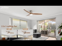 2 IN 1 plafondventilator met afstandsbediening laag plafond massief houten lemmen met LED-licht