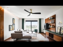 52-inch moderne LED plafondventilator met DC-motor, zwarte ABS-bladen