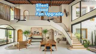 52 inch zwart houten plafondventilator stille gelijkstroommotor