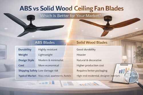 Laatste bedrijfsnieuws over ABS versus massief houten plafondventilatorbladen: wat is beter voor uw markt?