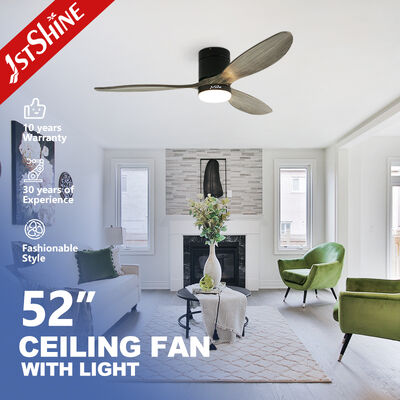 Goede prijs Low Noise 52 Inch Solid Wood Flush Mount Ceiling Fan With LED Light online