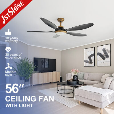 Kwaliteit 56 inch moderne plafondventilator van kunststof met gelijkstroommotor en energiebesparend LED-licht Fabriek